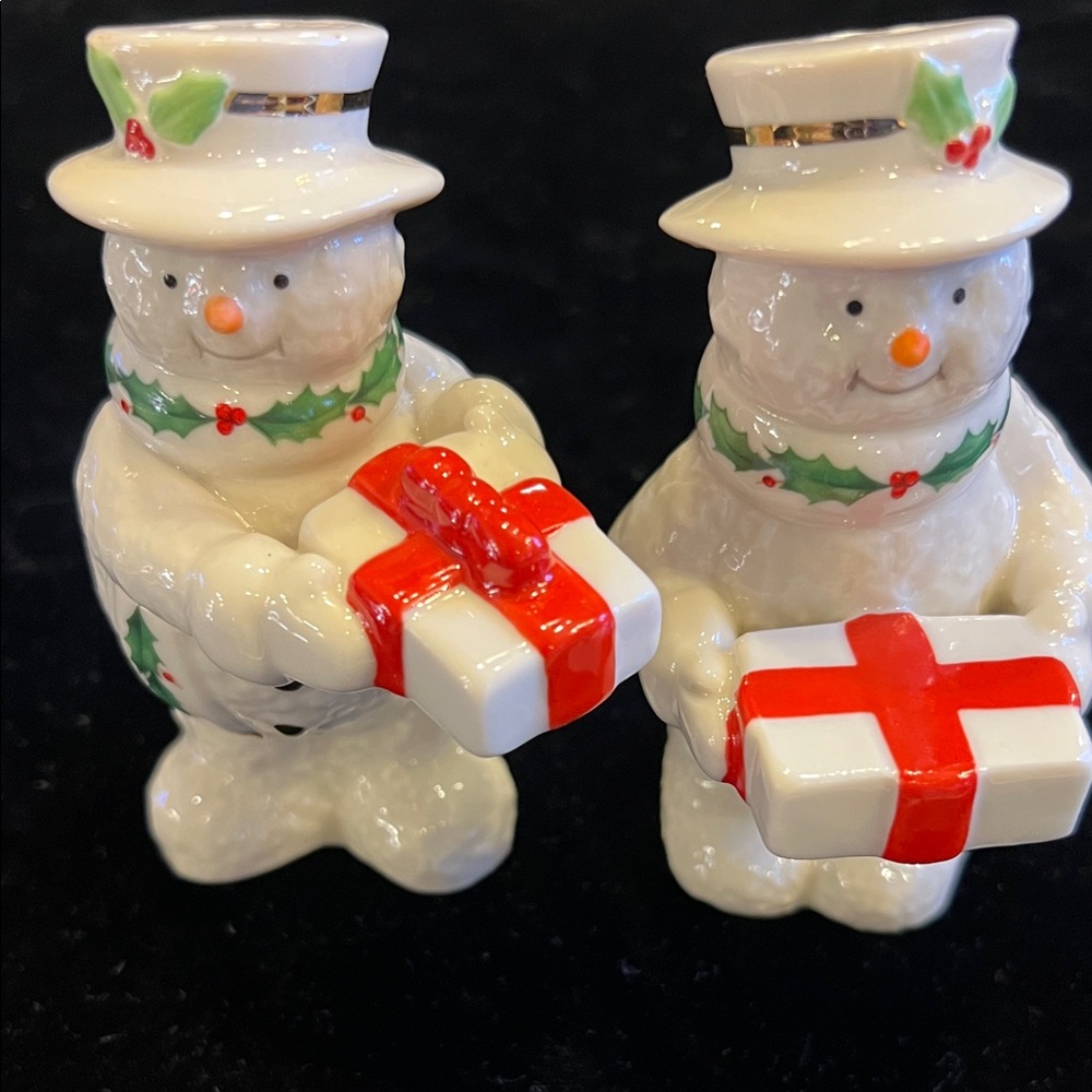 Lenox Happy Holly Days Snowmen Salt & Pepper Shakers